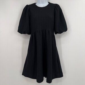 Maggy London Black Puff Sleeve Textured Mini Dress Size 4